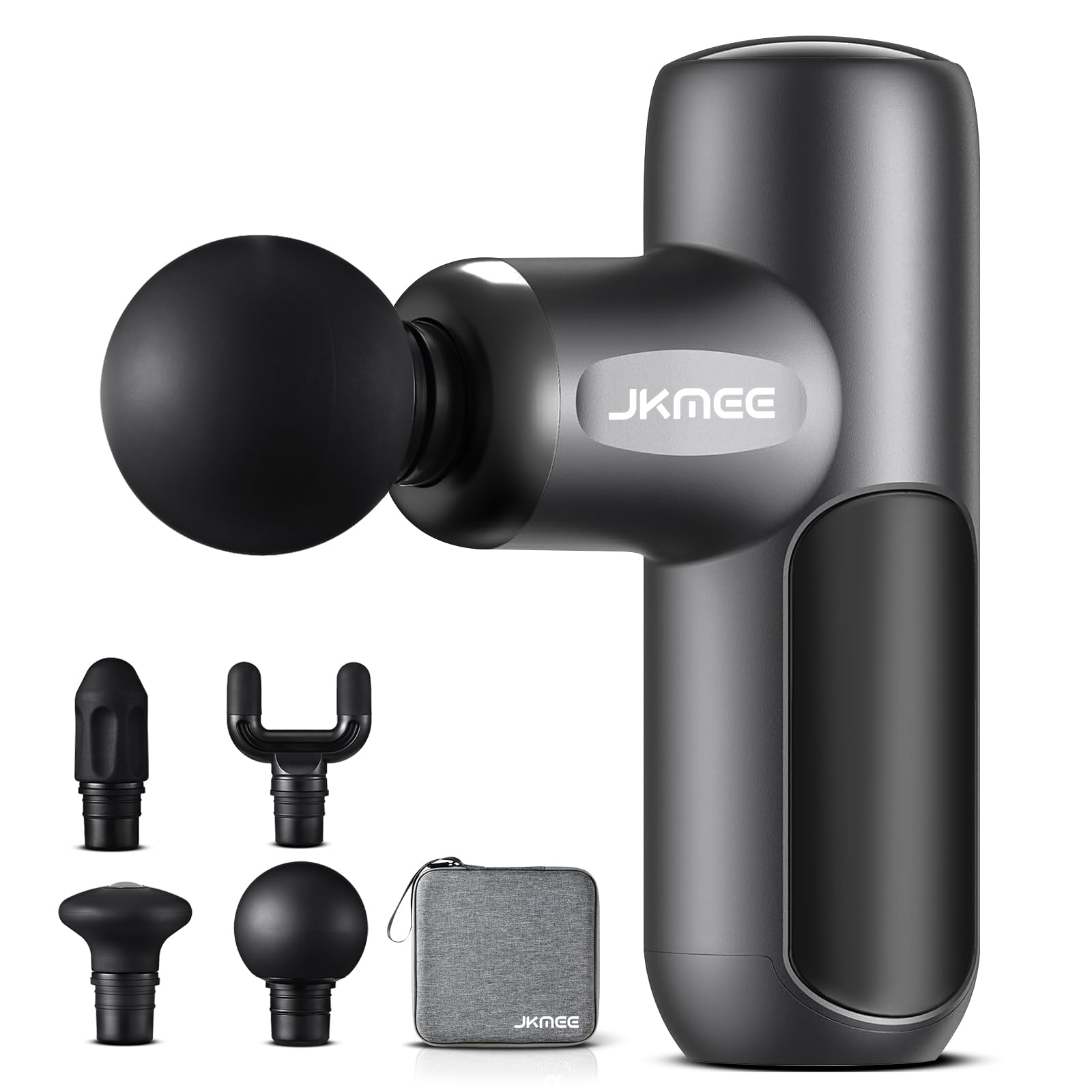 JKMEE 筋膜リリースガン ハンディガン最速3200回/分 AI自適応モード 高性能 4種類シリコンヘッド 8mm振幅 強力振動 MINIきんまくリリースガン 筋膜リリース ミニ筋膜ガン Type-C充電式 2000mAh*2大容量バッテリー(12時間以上連続使用) 静音 コンパクト 軽量便利 収納ケース&日本語取扱付き 日本国内サポート